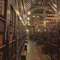 Explore the historic and atmospheric interior of Chetham's Library in Manchester, UK.